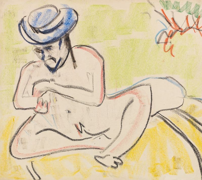 Heckel mit blauem Hut as a canvas print