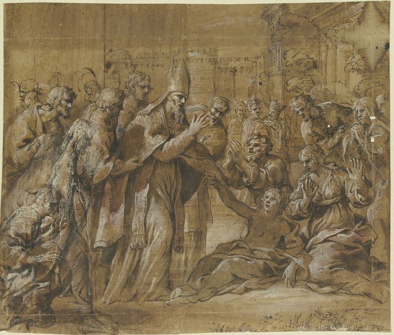 Heilung eines Kranken durch einen Bischof as a canvas print