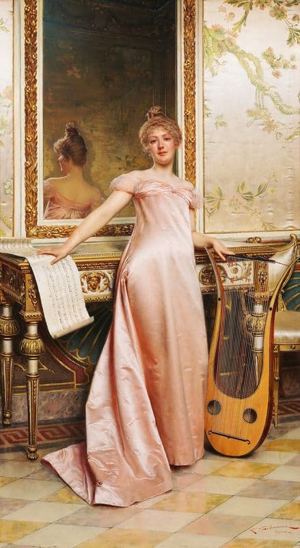 Her music lesson as a canvas print
