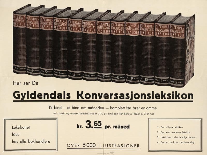 Her ser De Gyldendals konversasjonsleksikon as a canvas print