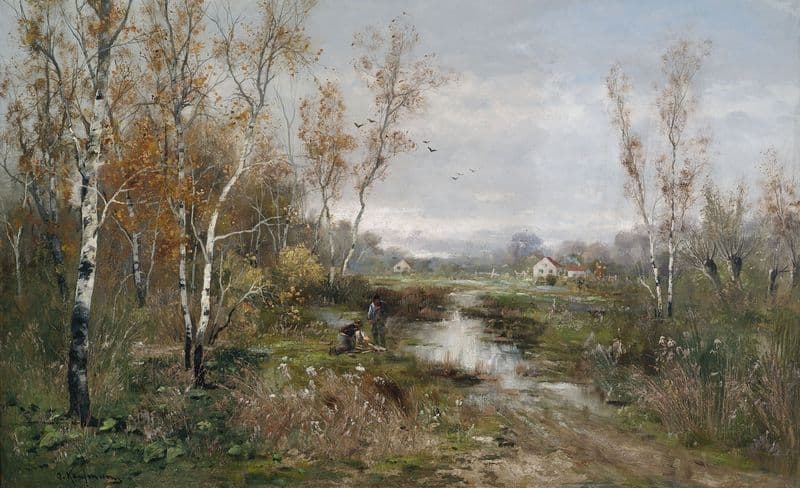 Herbstliche Moorlandschaft an einem Birkenhain (by 1916) as a canvas print