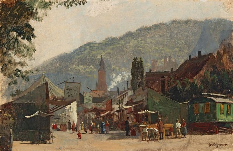 Herbstmesse auf dem Jubiläumsplatz in Heidelberg as a canvas print