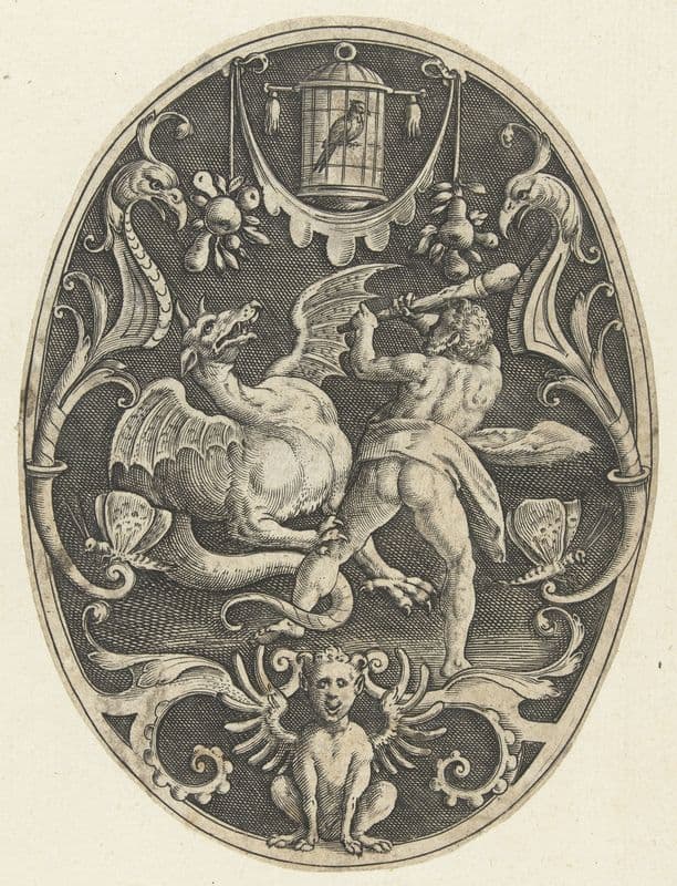 Hercules kills the dragon Ladon (1519-1591) as a canvas print