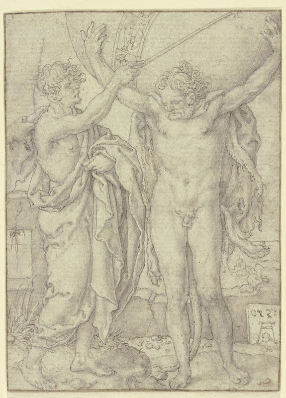 Herkules hilft Atlas die Weltkugel tragen as a canvas print