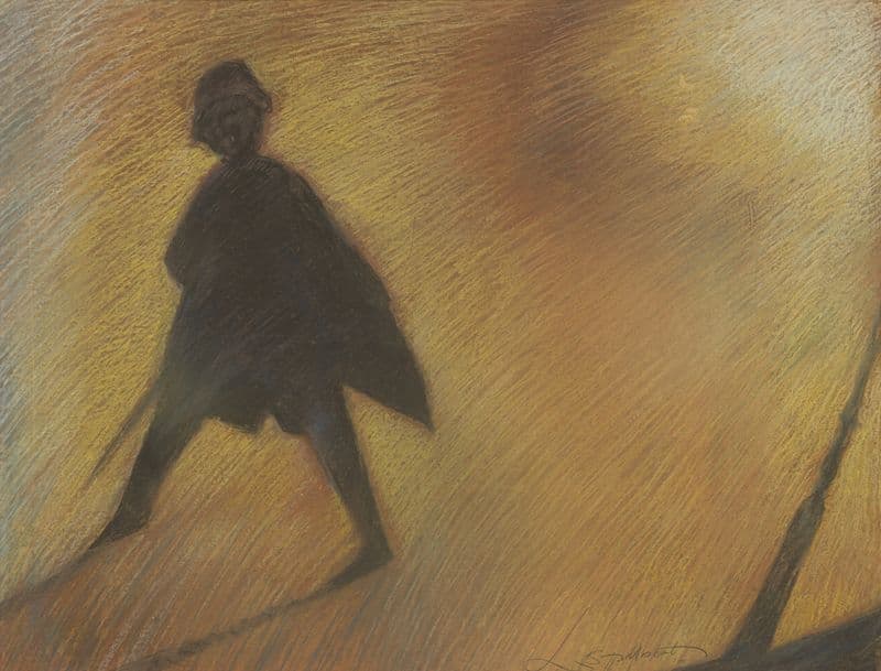 Het einde van een mooie dag – Figuur in tegenlicht as a canvas print