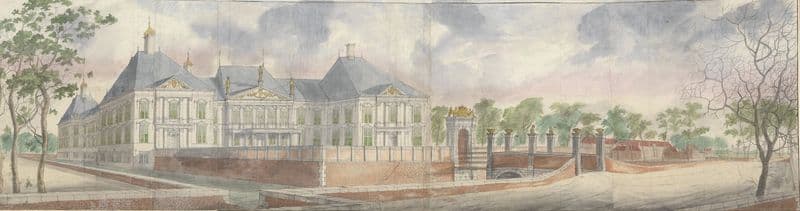 Het Huis te Honselaersdijk en omgeving, over het voorplein te zien (1640 - 1649) as a canvas print