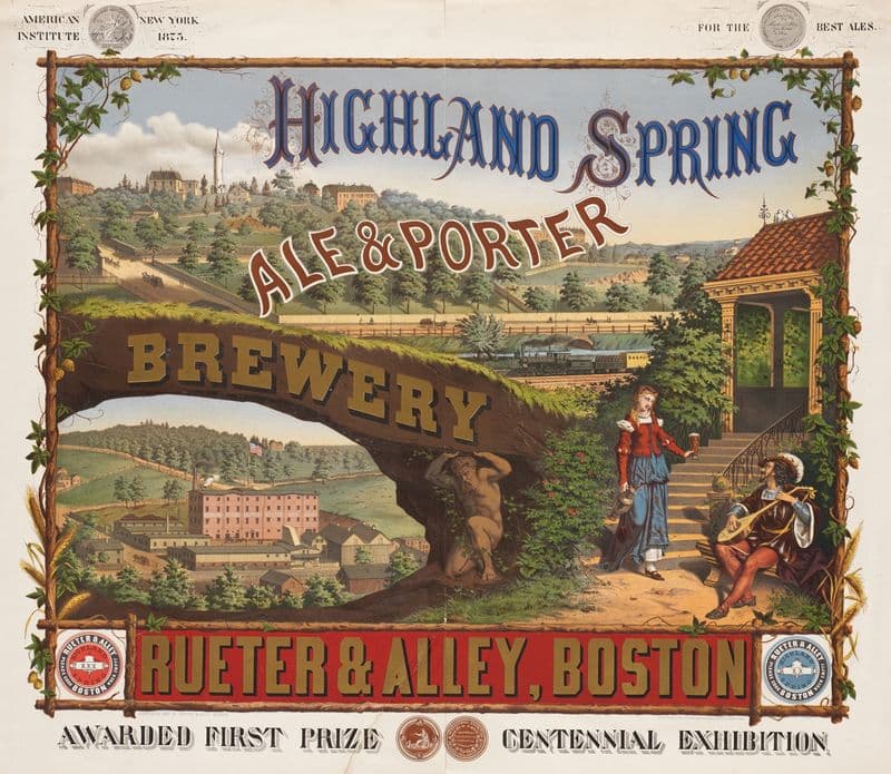 Highland Spring Brewery ale & porter. Rueter & Alley, Boston as a canvas print