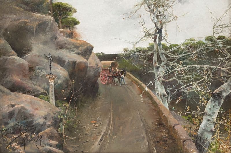 Hilly pilgrim trail as a canvas print