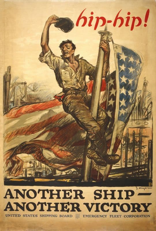 Hip-hip! Another ship – another victory United States Shipping Board, Emergency Fleet Corporation as a canvas print