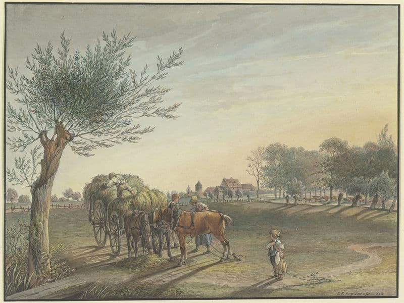 Hof Rebstock inmitten des weiten Wiesengeländes an der Mainzer Landstraße bei Frankfurt am Main as a canvas print