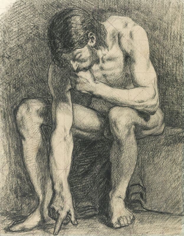 Homme assis nu, écrivant par terre avec son doigt (1867-1869) as a canvas print