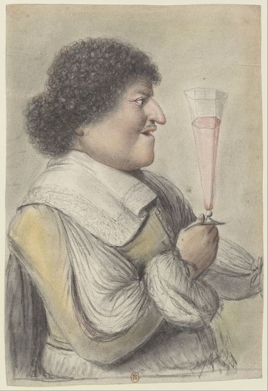 Homme de profil à droite, levant son verre as a canvas print