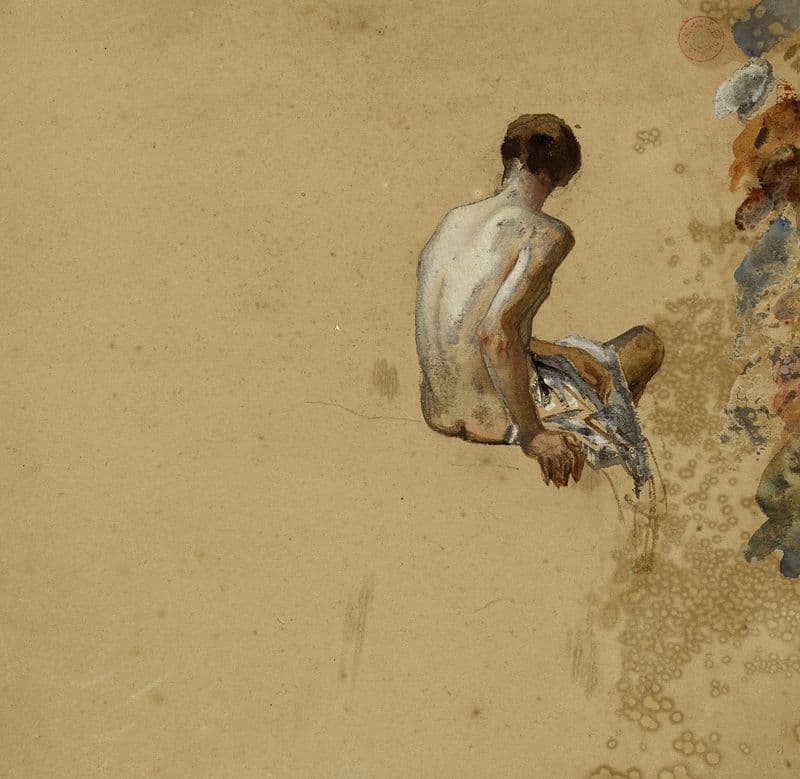 Homme nu, assis, vu de dos (19th century) as a canvas print