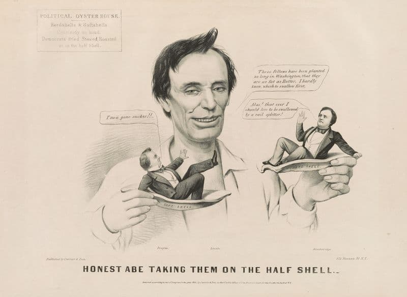 Honest Abe taking them on the half shell as a canvas print