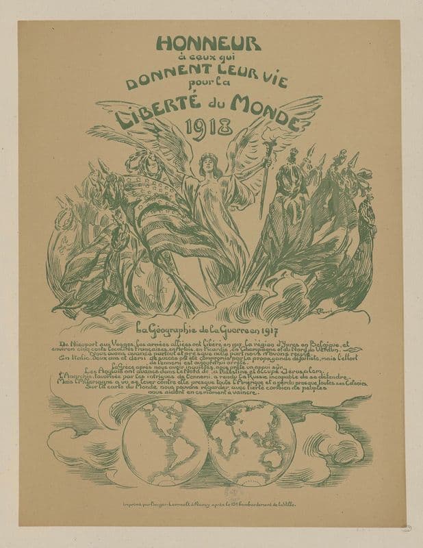 Honneur à ceux qui donnent leur vie pour la liberté du monde, 1918. La géographie de la guerre as a canvas print
