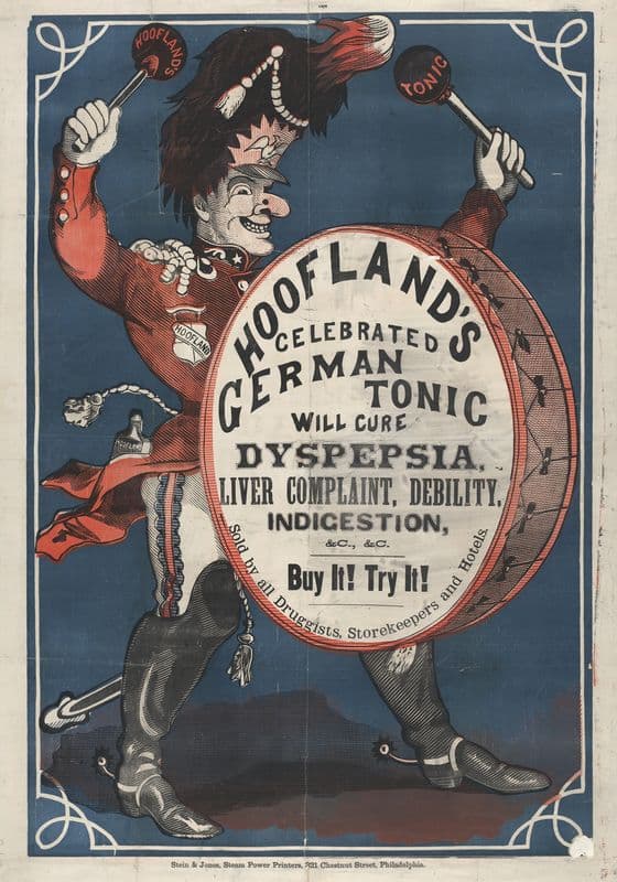 Hoofland’s celebrated German tonic water will cure dyspepsia, liver complaint, debility, indigestion, &c., &c. as a canvas print