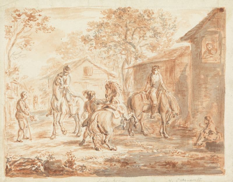 Horsemen in a Landscape as a canvas print