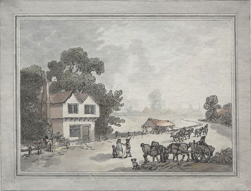 Horses and Carts on a Country Road as a canvas print