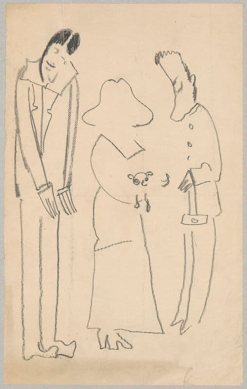 Humorous sketches of three persons as a canvas print