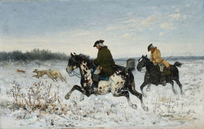 Hunting with greyhounds as a canvas print