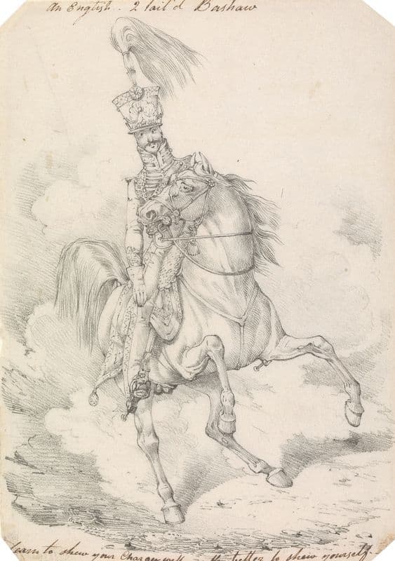 Hussar with High Plume in His Helmet, Mounted on a Horse, With High Held Swishing Tail as a canvas print