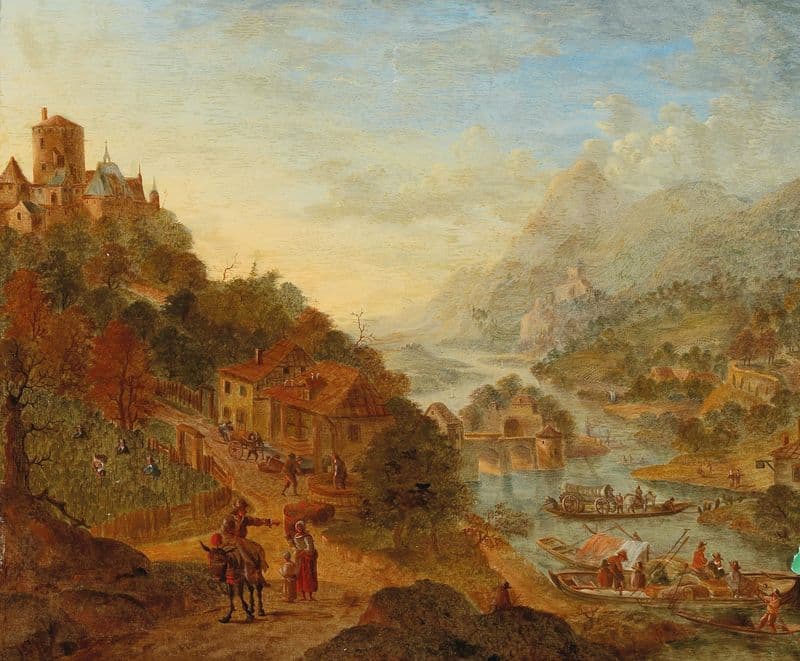 Idealised Rhine landscape as a canvas print