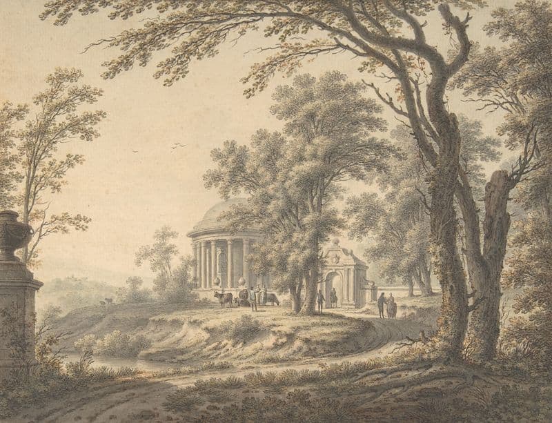 Idyllic Landscape with Temple as a canvas print