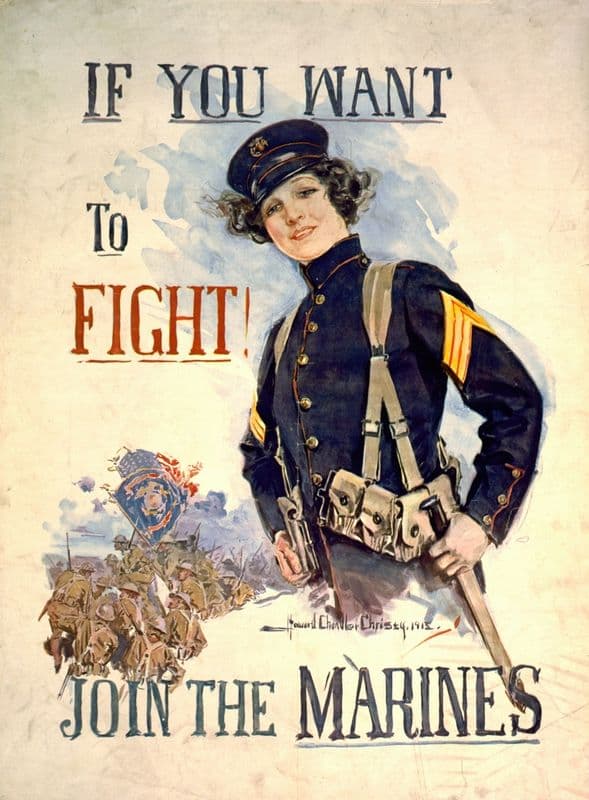 If you want to fight! Join the Marines as a canvas print
