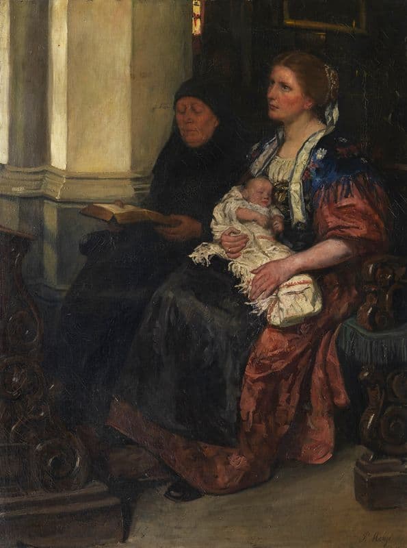 Ihr erster Kirchgang (ca 1880-90) as a canvas print