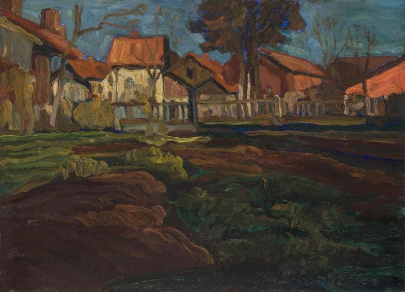Im Herbst, Dorflandschaft Feldwies am Chiemsee (circa 1920) as a canvas print