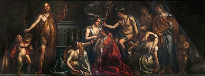 Industry en Trade Promote the Flowering of Art (1663-1665) as a canvas print