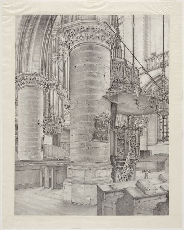 Interieur, preekstoel in de St. Bavo- of Grote Kerk as a canvas print
