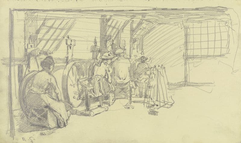 Interieur und Arbeiter der ‘Großen Spinnerei von Edam’ (ca 1894) as a canvas print