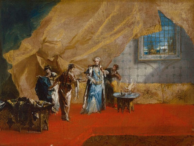 Interior,A Sultana taking Coffee in the Harem as a canvas print