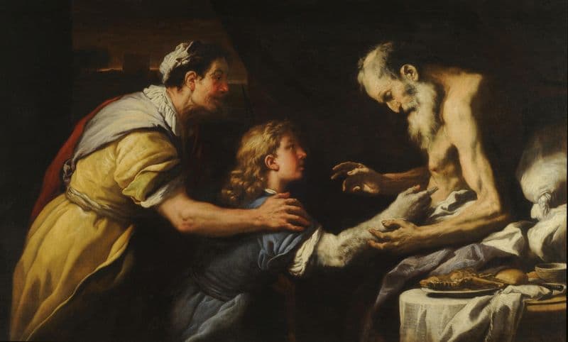 Introduction of Jacob to Isaac as a canvas print