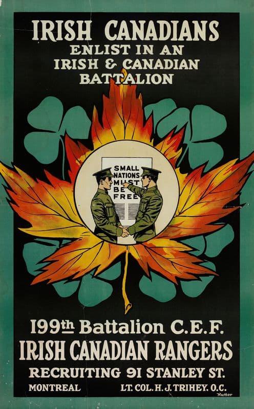 Irish Canadians; enlist in an Irish and Canadian Battalion as a canvas print