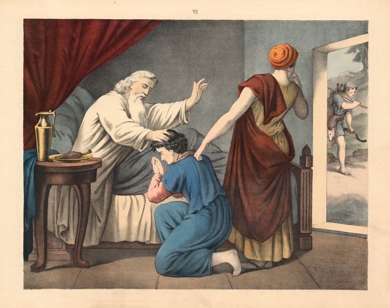 Isaac blesses Jacob as a canvas print