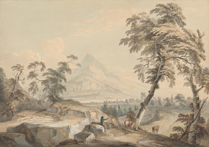 Italianate Landscape with Travelers, No. 1 as a canvas print