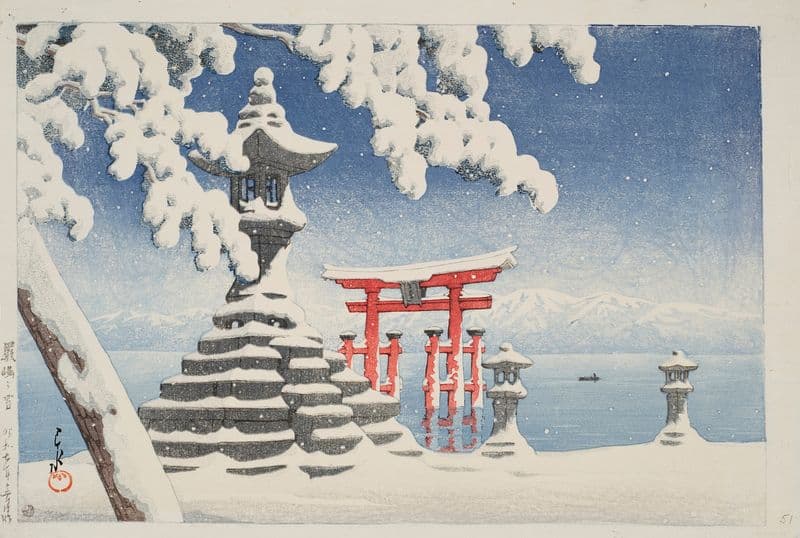 Itsukushima no yuki (Snow at Itsukushima) as a canvas print