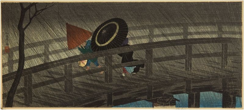 Izumibashi no ame (Izumibashi Bridge in rain) as a canvas print