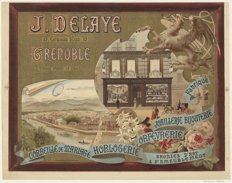 J. Delaye, Grenoble. Fabrique de joaillerie, bijouterie, orfévrerie, horlogerie as a canvas print