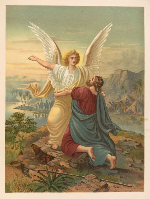 Jacob wrestles with the Angel of the Lord as a canvas print