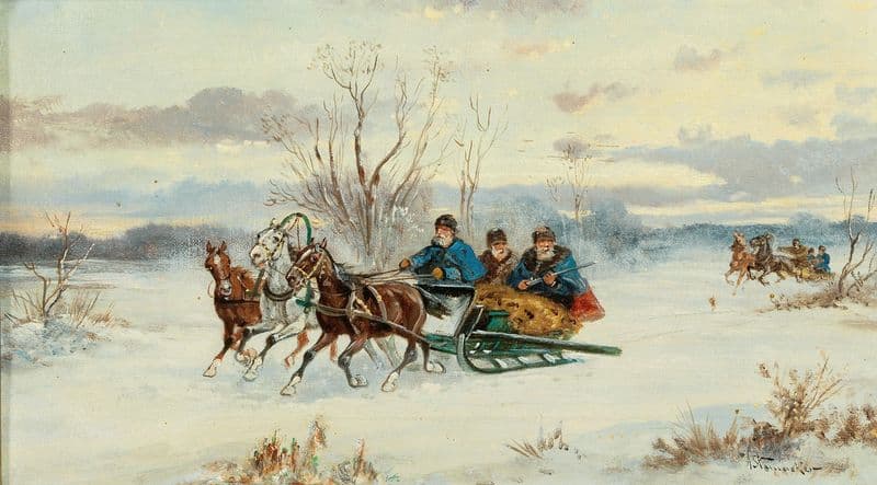 Jagd in winterlicher Landschaft as a canvas print
