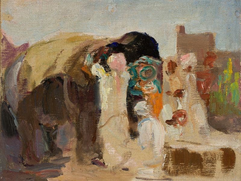 Jaipur – painting the elephant. From the journey to India as a canvas print