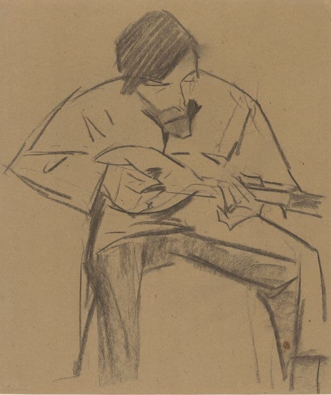 Jan Ponstijn, mandoline spelend (20th century) as a canvas print