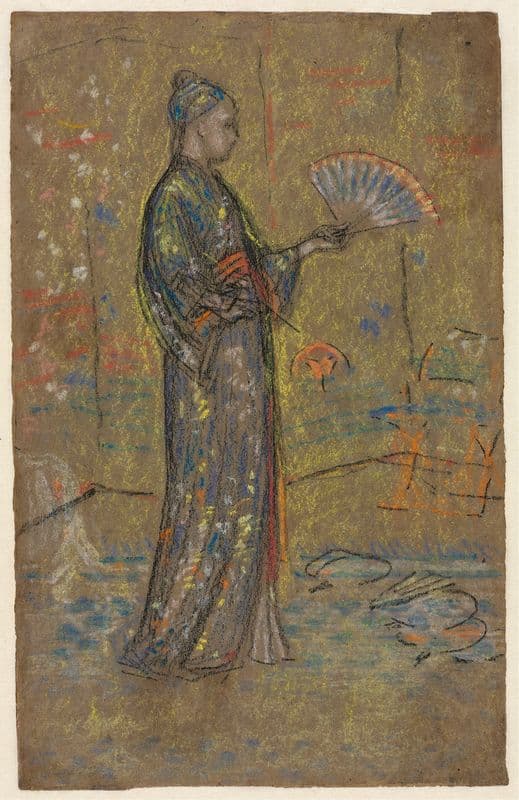 Japanese Woman Painting a Fan (c. 1872) as a canvas print