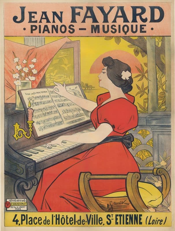 Jean Fayard. Pianos – Musique. 4, place de l’hôtel de ville, St Etienne (Loire) as a canvas print