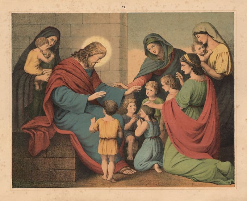 Jesus blesses the little children as a canvas print