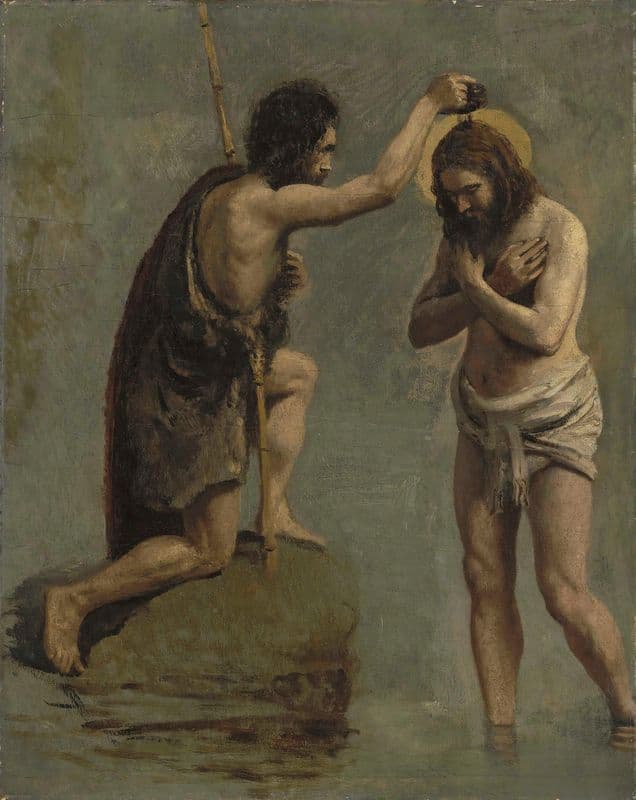 Jésus et Saint-Jean (étude pour ‘Le baptême du Christ’) (ca 1844-1845) as a canvas print