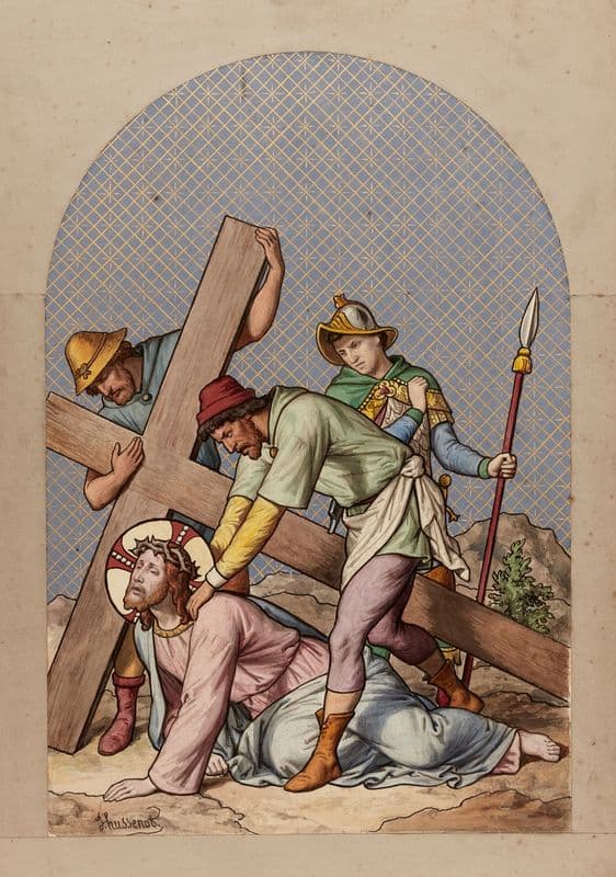 Jesus falls for the third time as a canvas print